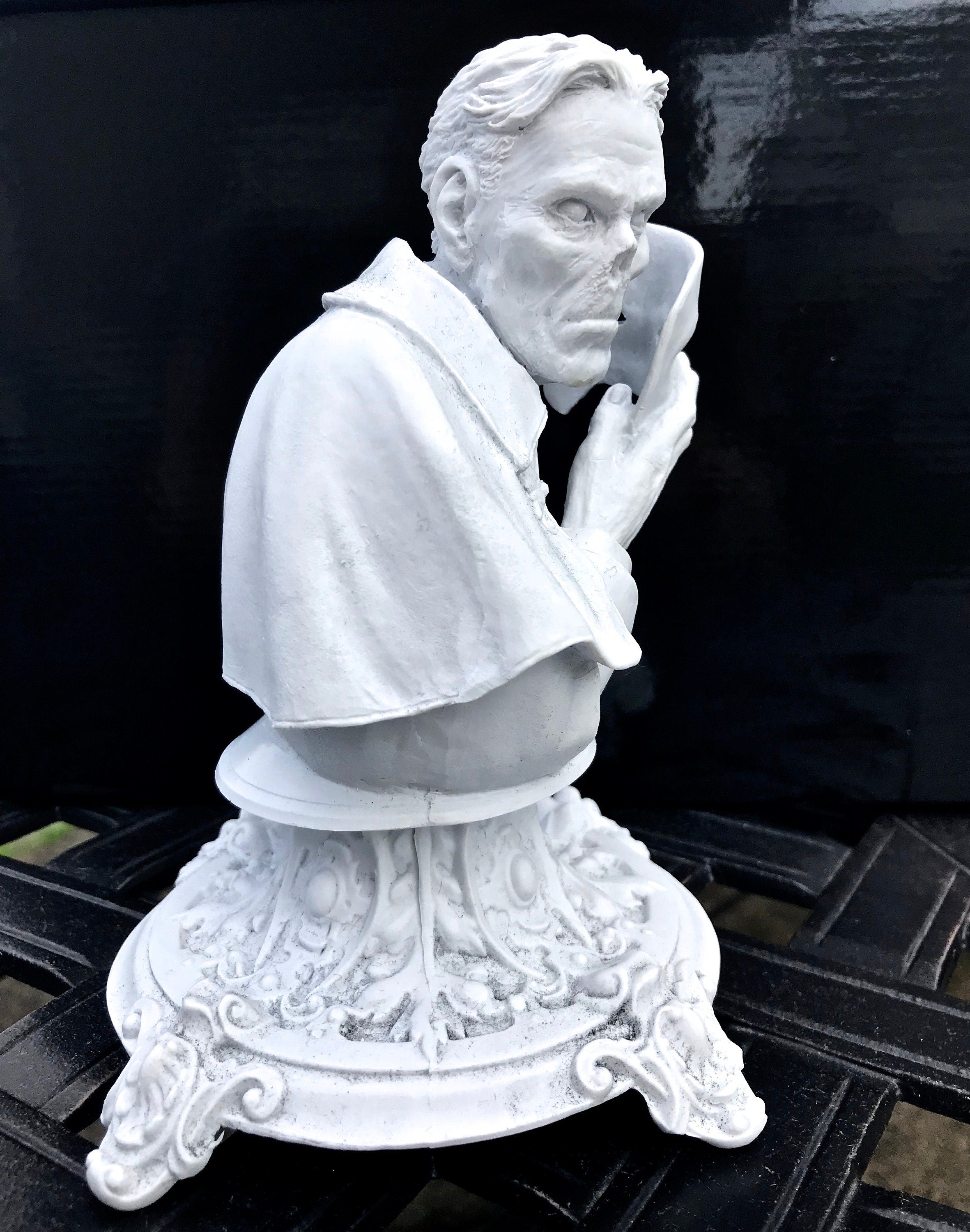 Phantom of the Opera Bust, Hand Painted Resin Sculpture, White |. Halloween Monster Opera Ghost Figurine | Gothic Art for Spooky Home Decor