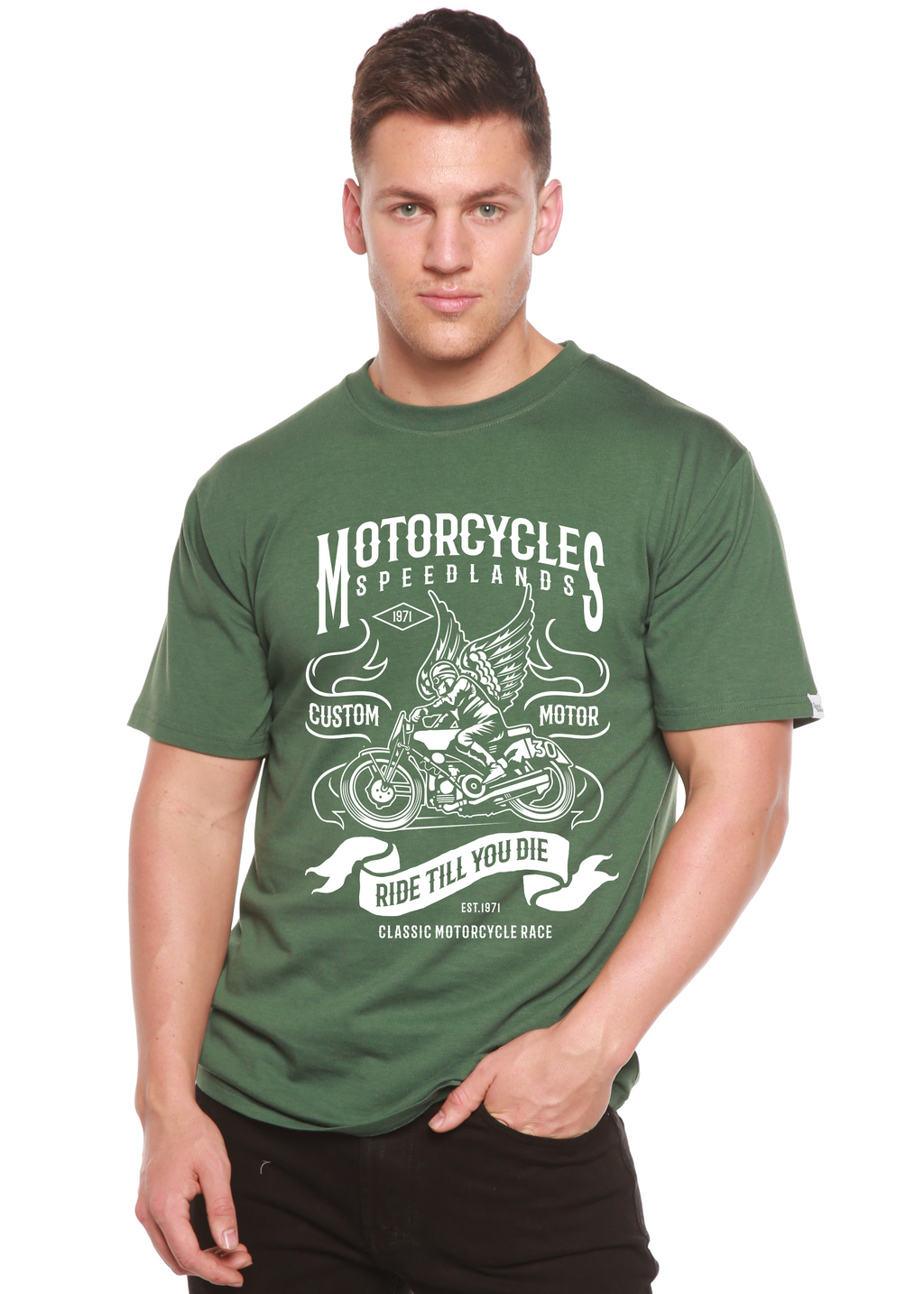 Motorcycles Men's Bamboo Viscose/Organic Cotton Short Sleeve Graphic T-Shirt