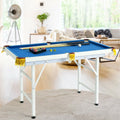 47 Inch Folding Billiard Table with Cues and Brush Chalk-Blue