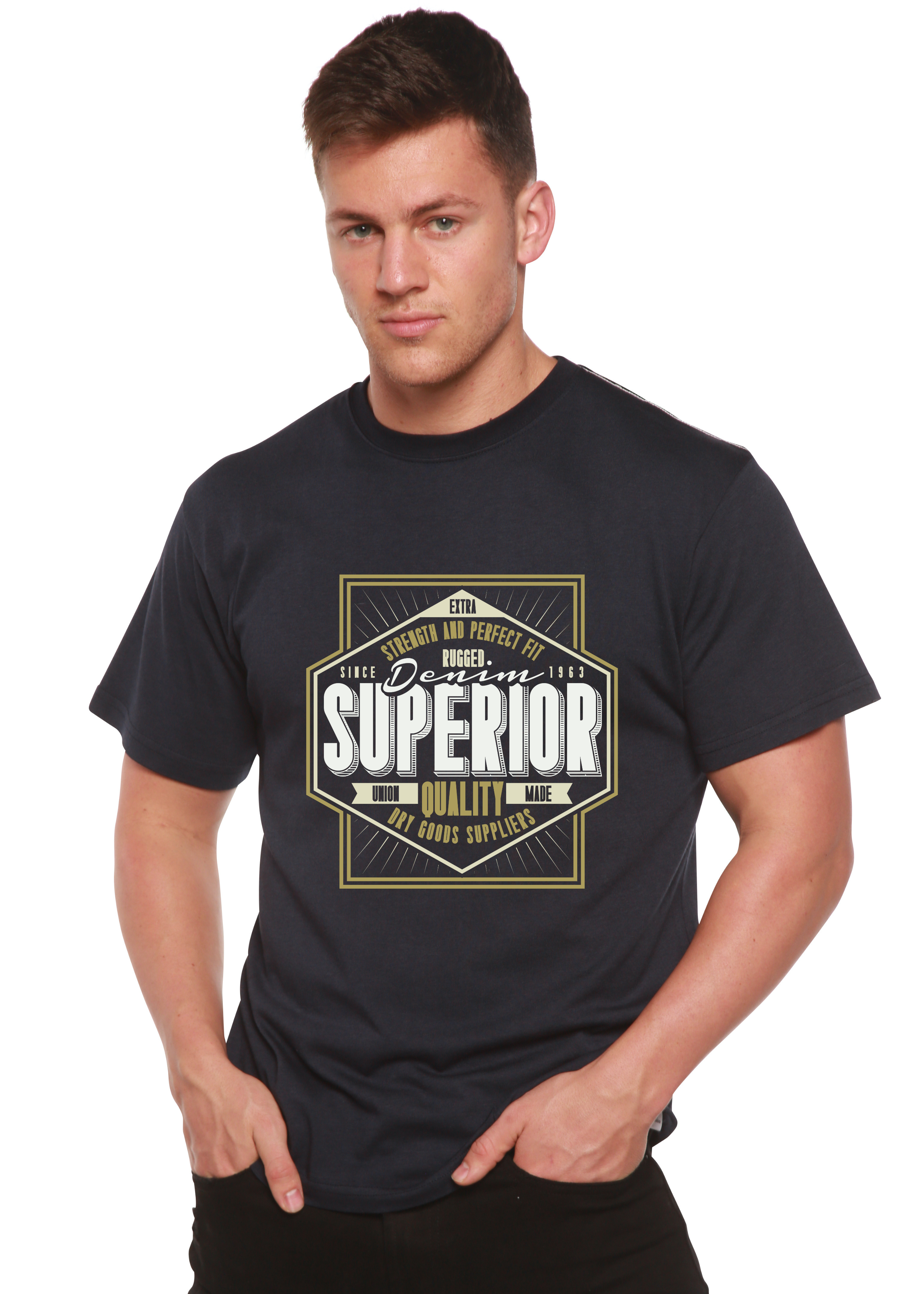 Superior Quality Men's Bamboo Viscose/Organic Cotton Short Sleeve Graphic T-Shirt