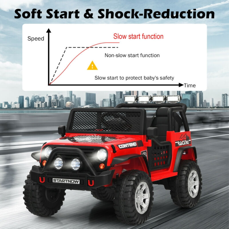 12V Kids Electric Ride On Truck with Remote Control and Operation Lever-Red