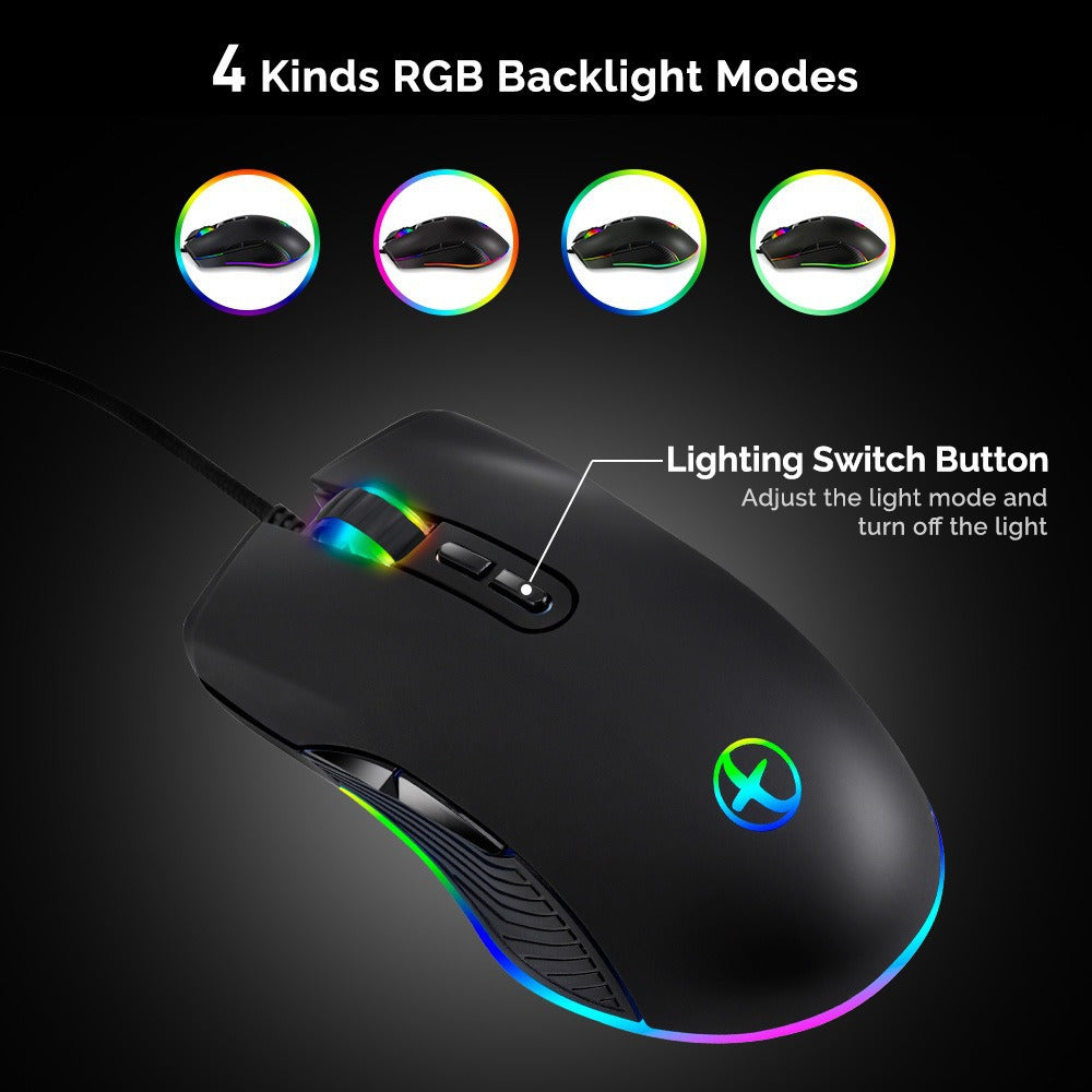 Ergonomic Design Wired RGB Professional Gaming Mouse Optical Gamer Mice Adjustable DPI Mouse With Backlight For Computer