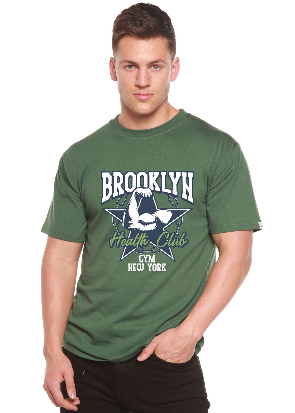 Brooklyn Health Club Men's Bamboo Viscose/Organic Cotton Short Sleeve Graphic T-Shirt