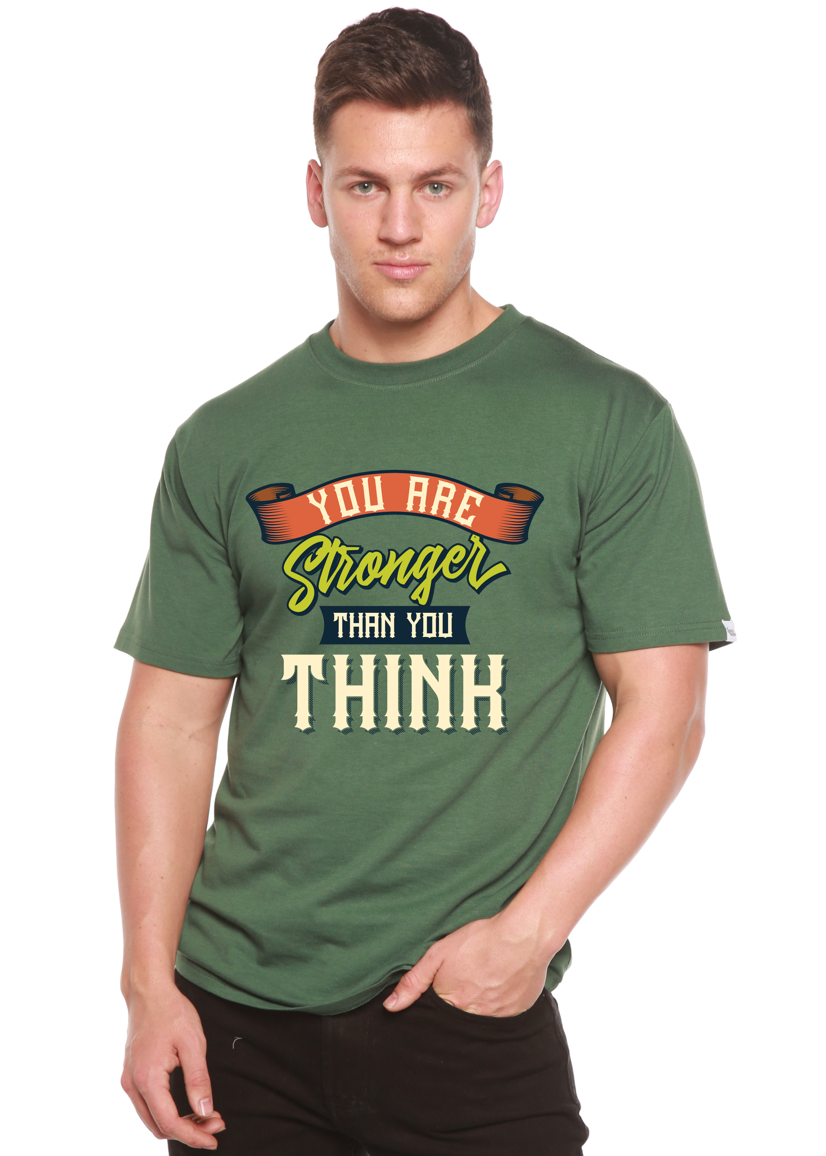 You Are Stronger Than You Think Men's Bamboo Viscose/Organic Cotton Short Sleeve Graphic T-Shirt