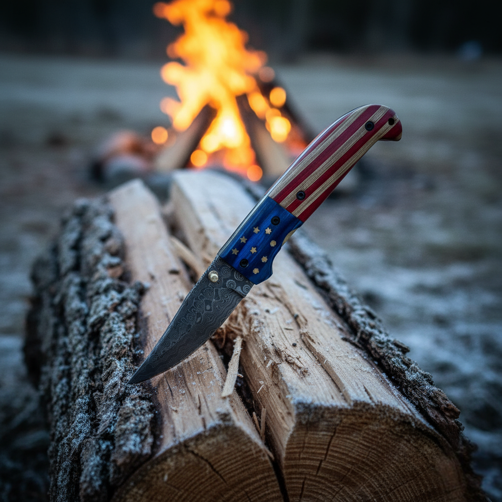Patriot Damascus Folding Knife - TF-100