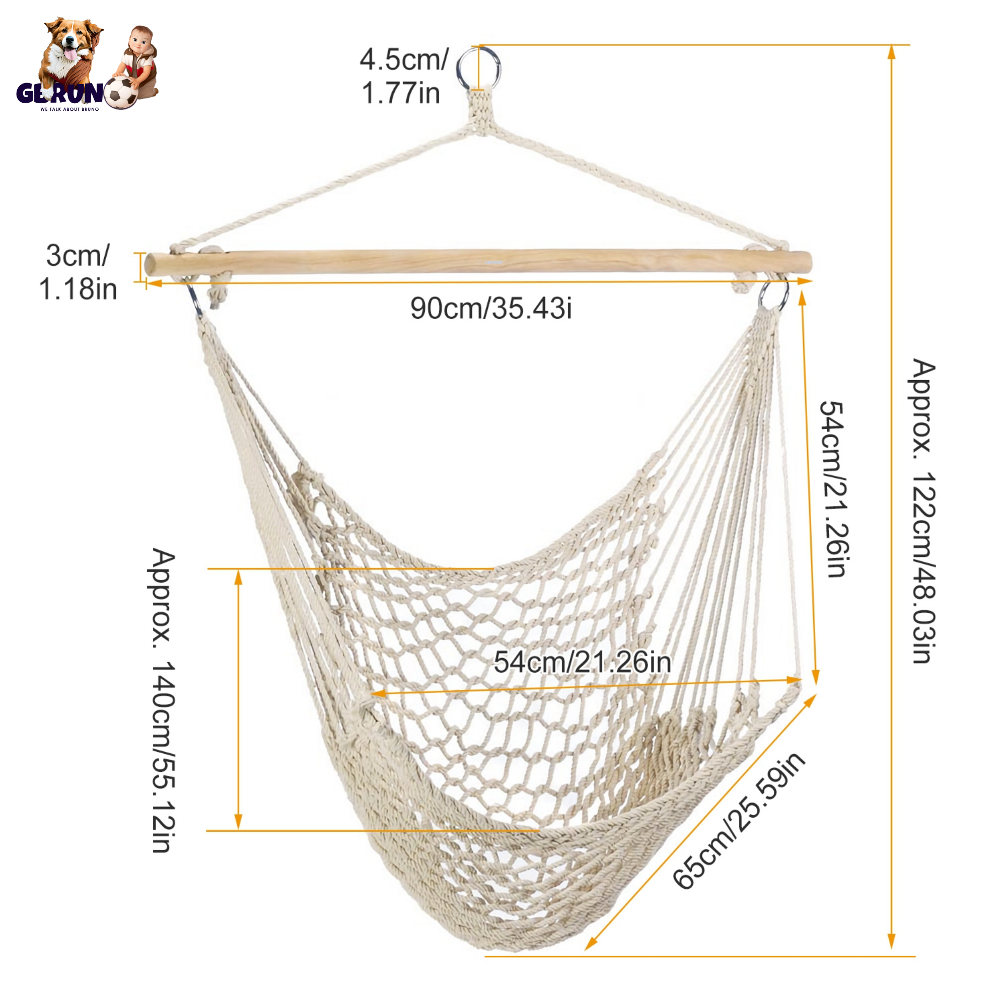 GBruno Hammock Chair Hanging Rope Seat