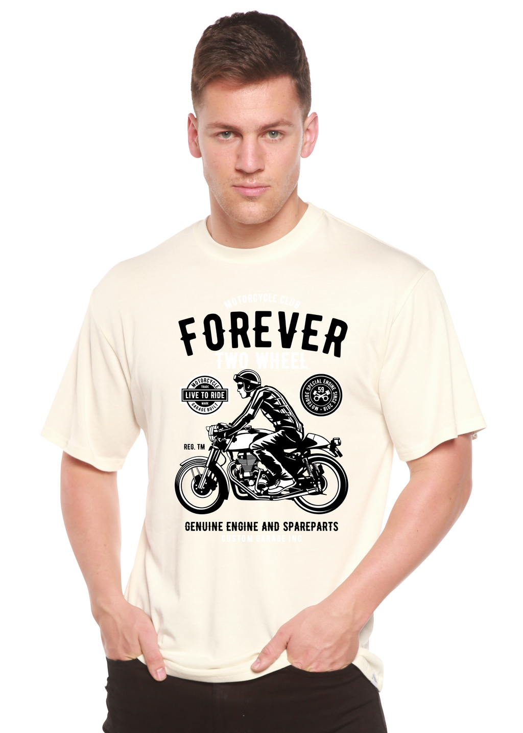 Forever Two Wheel Men's Bamboo Viscose/Organic Cotton Short Sleeve Graphic T-Shirt