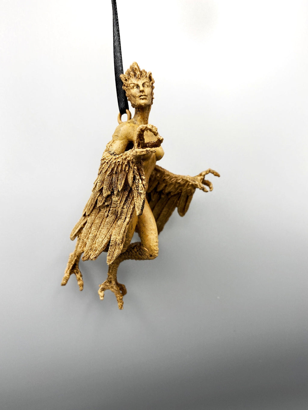 Harpy Ornament, Hand Painted Resin Sculpture | Mythical Creature Figurine | Unique Legendary Bird Woman Ornament. Fantasy Art Holiday Decor