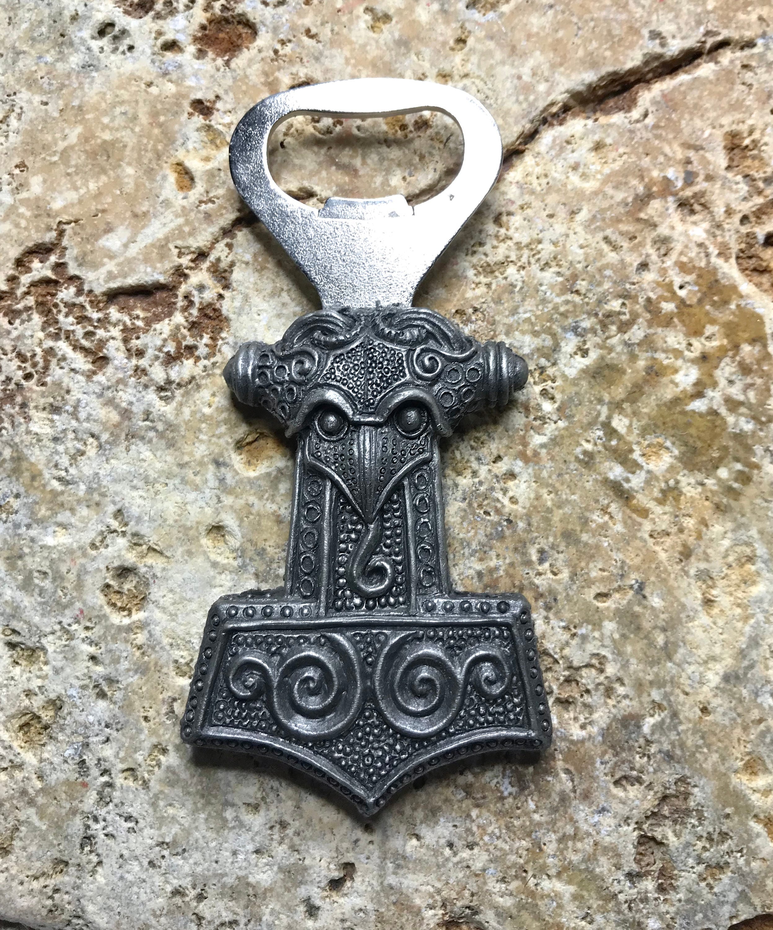 Thor's Hammer Bottle Opener, Hand Painted Resin | Medieval Norse Barware, Mjolnir Viking Bottle Opener | Fantasy Gothic Barware Gift