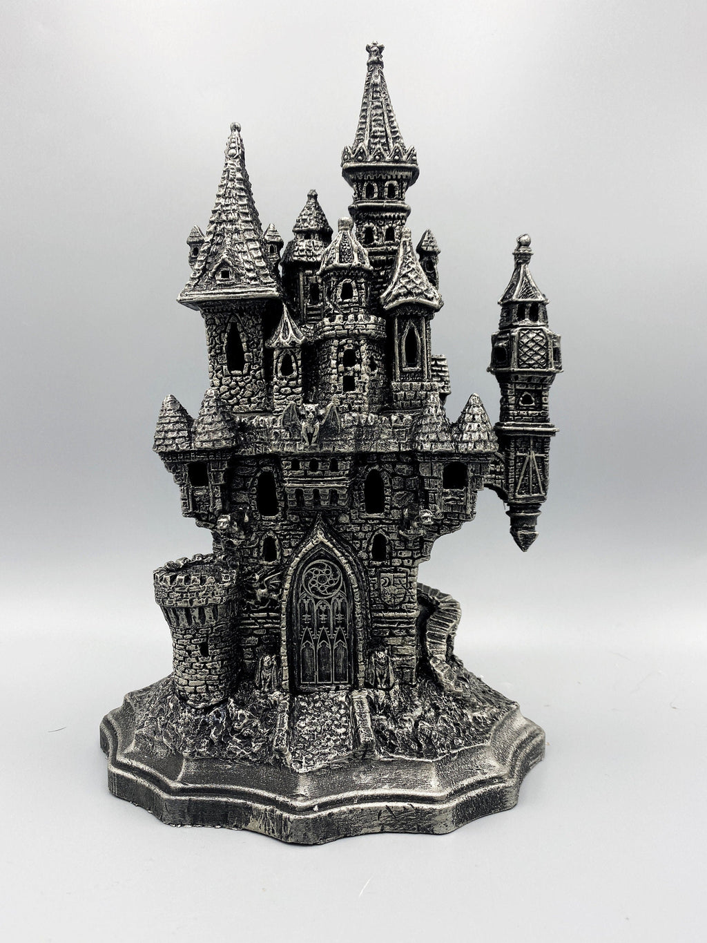 Castle Dracula, Gothic Hand Painted Resin Sculpture with LED Tea Light |Vampire Lair Gothic Statue |Gift for Gamers and Spooky Home Decor