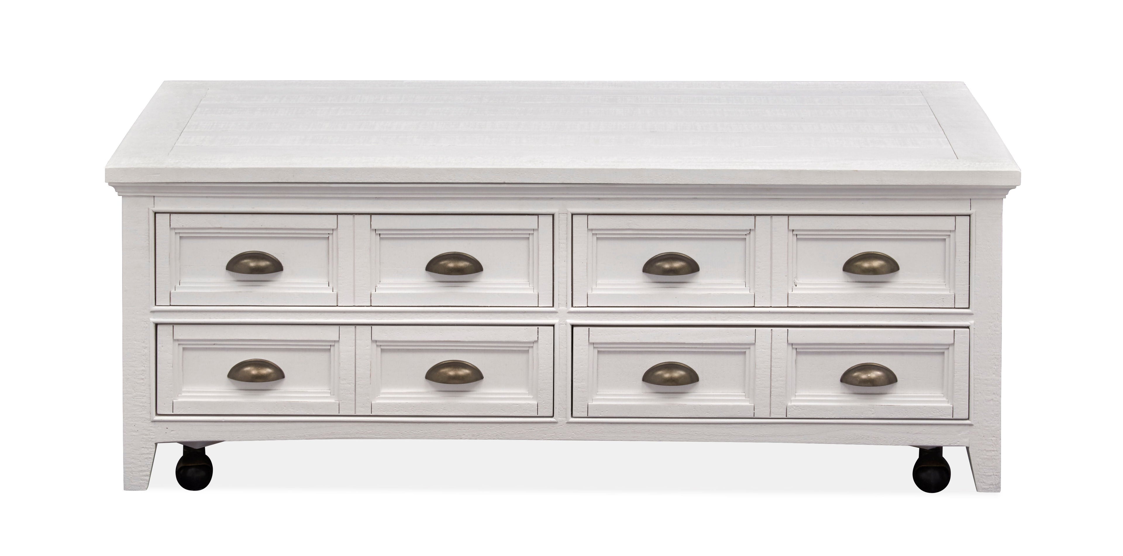 Heron Cove - Lift Top Storage Cocktail Table With Casters - Chalk White