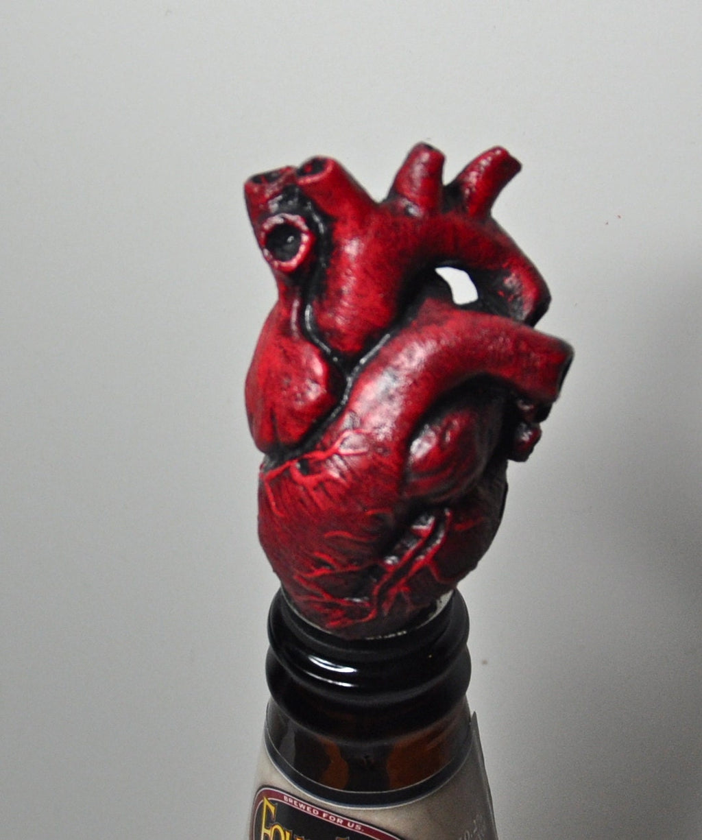 Anatomical Heart Winestopper, Hand Painted Resin | Gothic Medical Decor, Anatomy Heart Bottle Stopper |Fantasy Gothic Wine and Barware Gift