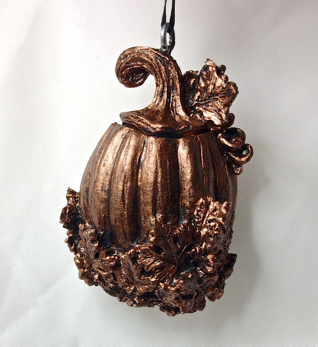Jack O' Lantern Ornament, Hand Painted Resin Sculpture | Gothic Halloween Pumpkin Figurine | Dark Witchy Art for Spooky Holiday Decor