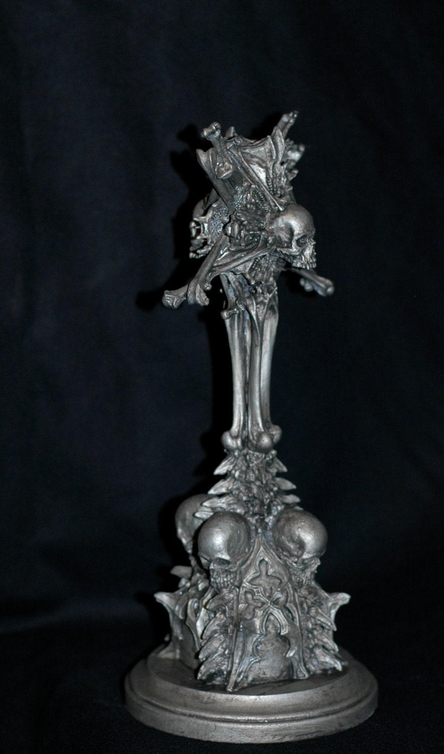 Requiem Monstrance Candlestick Holder, Hand Sculpted Resin | Spooky Gothic Skull and Bones Candle Holder for Halloween Gift and Gothic Decor