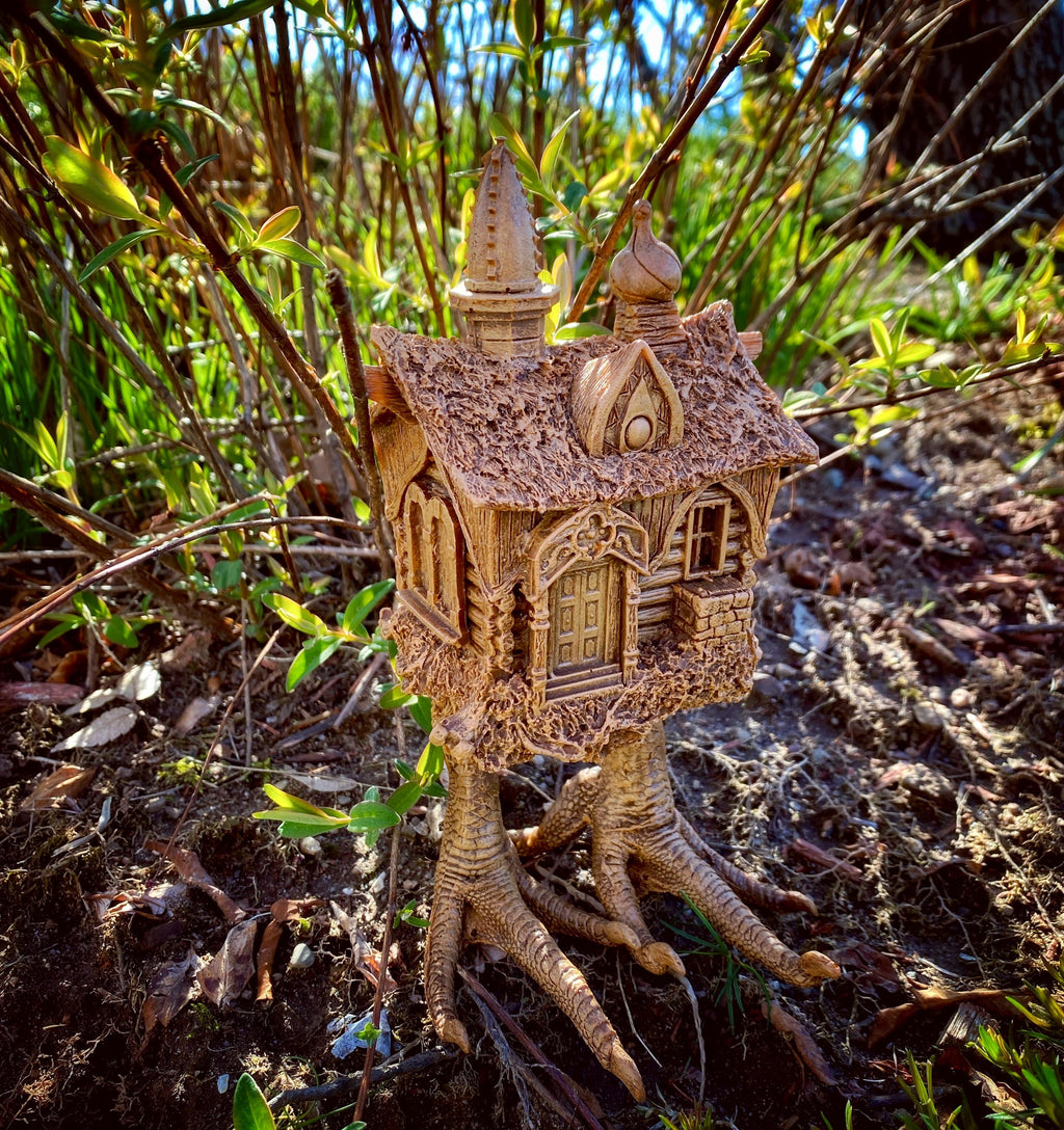 Baba Yaga Hut Statue, Hand Painted Resin Sculpture | Russian Folklore Figurine | Witch House Statue | Fantasy Art for Gothic Home Decor