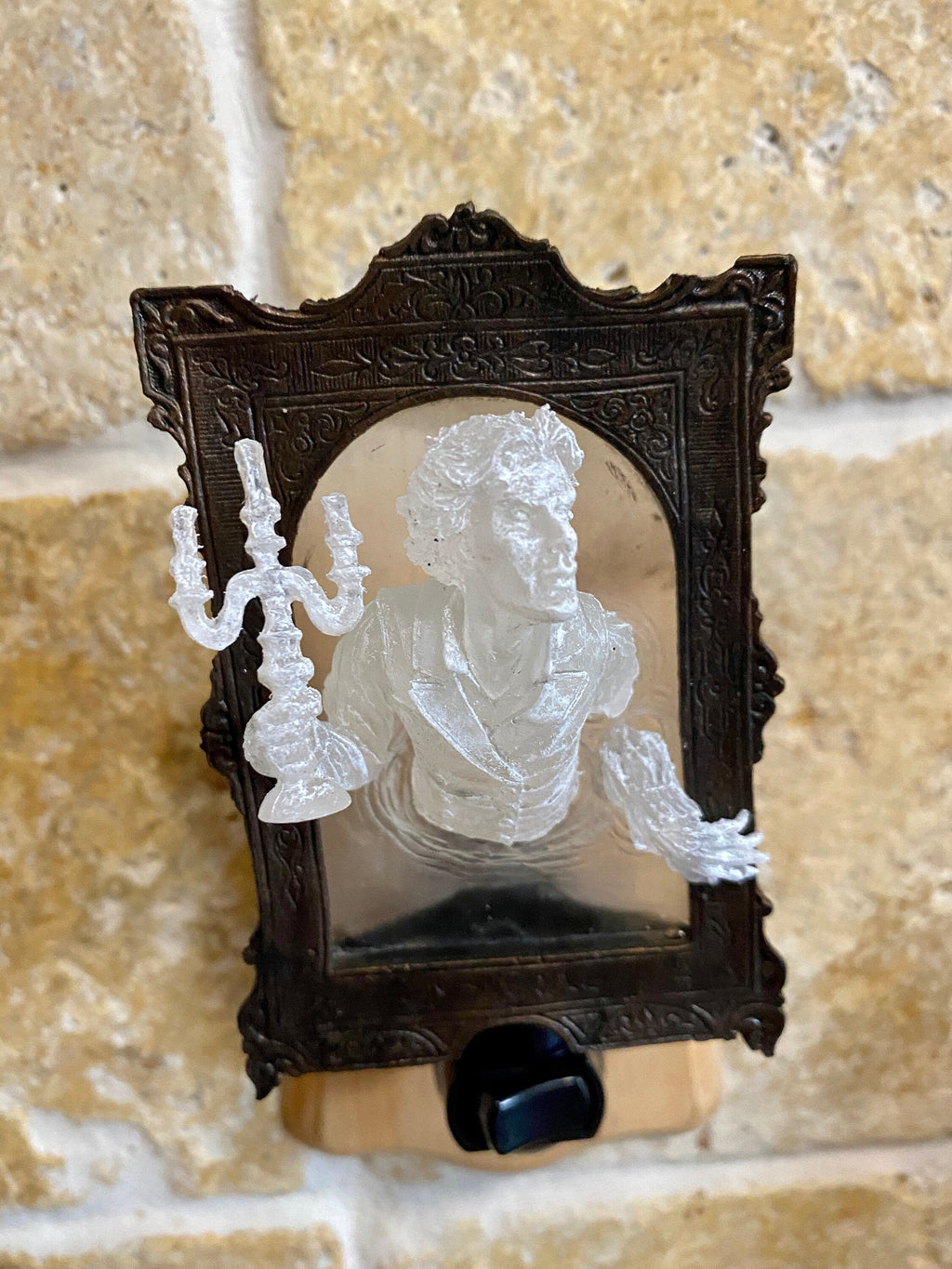 Gentleman Ghost in the Mirror Nightlight, Resin Sculpture | Victorian Gothic Night Light |  Ghost Lighting for Gothic Spooky Home Decor