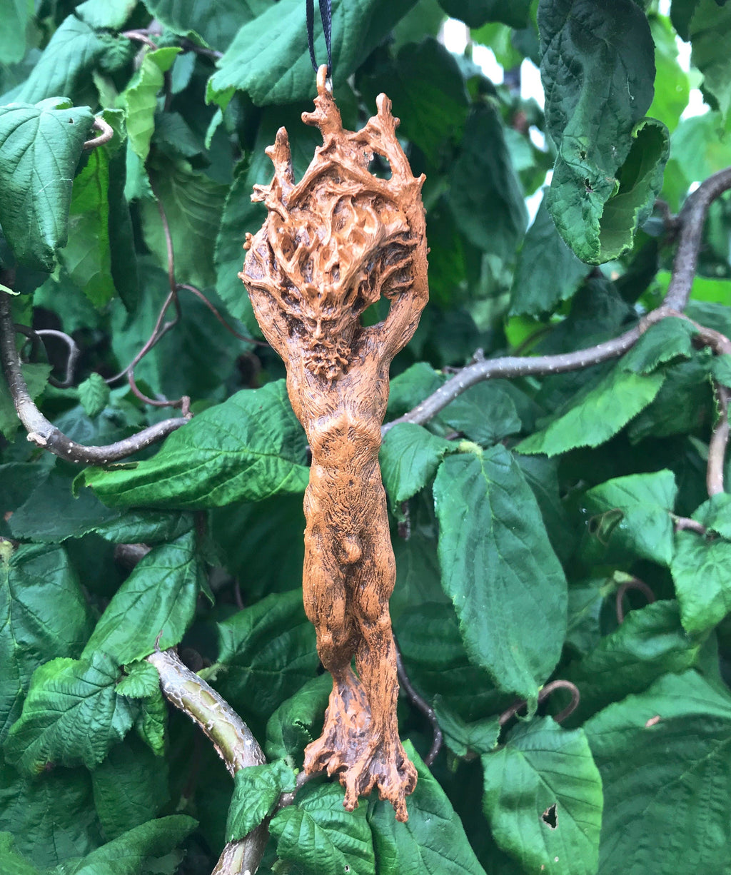 Green Man/ Cernunnos Ornament, Hand Painted Resin Sculpture | Mythical Forest Creature Figurine | Woodland God Ornament for Nature Lovers