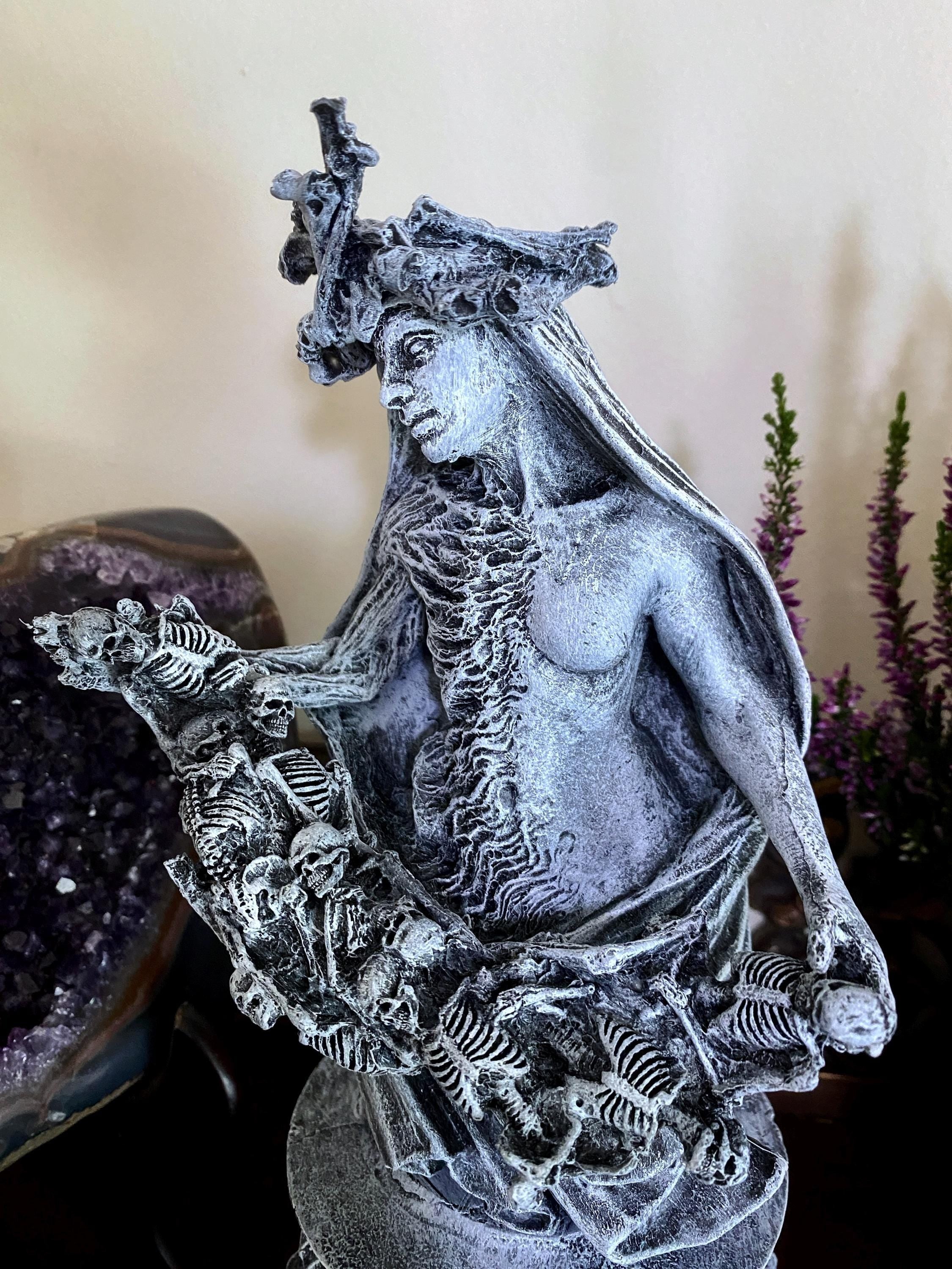 Hel, Goddess of Death and the Underworld Bust, Hand Painted Resin Sculpture | Pagan Goddess Figurine | Altar Statue for Gothic Home Decor