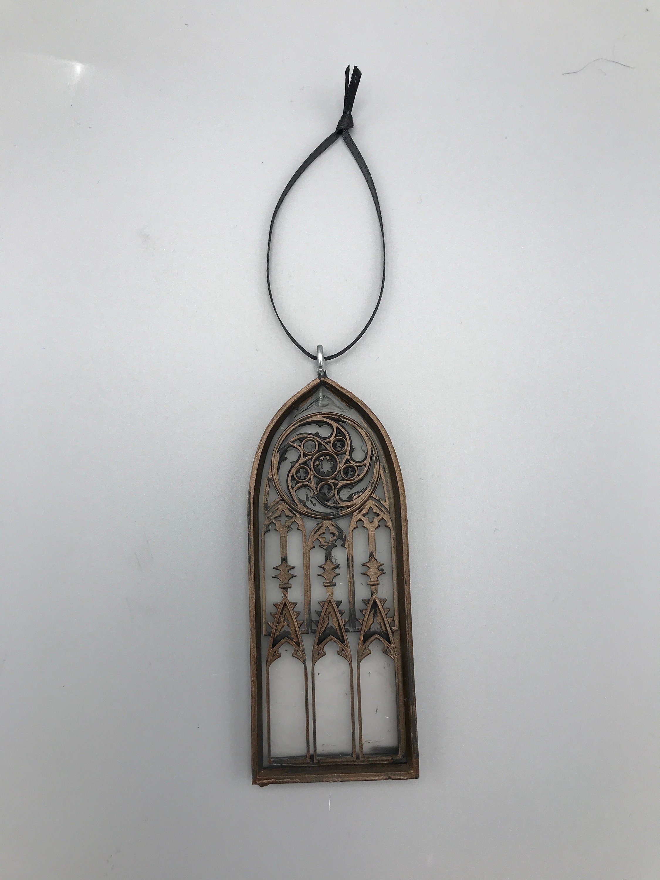 Gothic Cathedral Arch Ornament, Translucent | Unique Gothic Home Decor | Resin Medieval Architecture, Gothic Ornament Holiday Decor