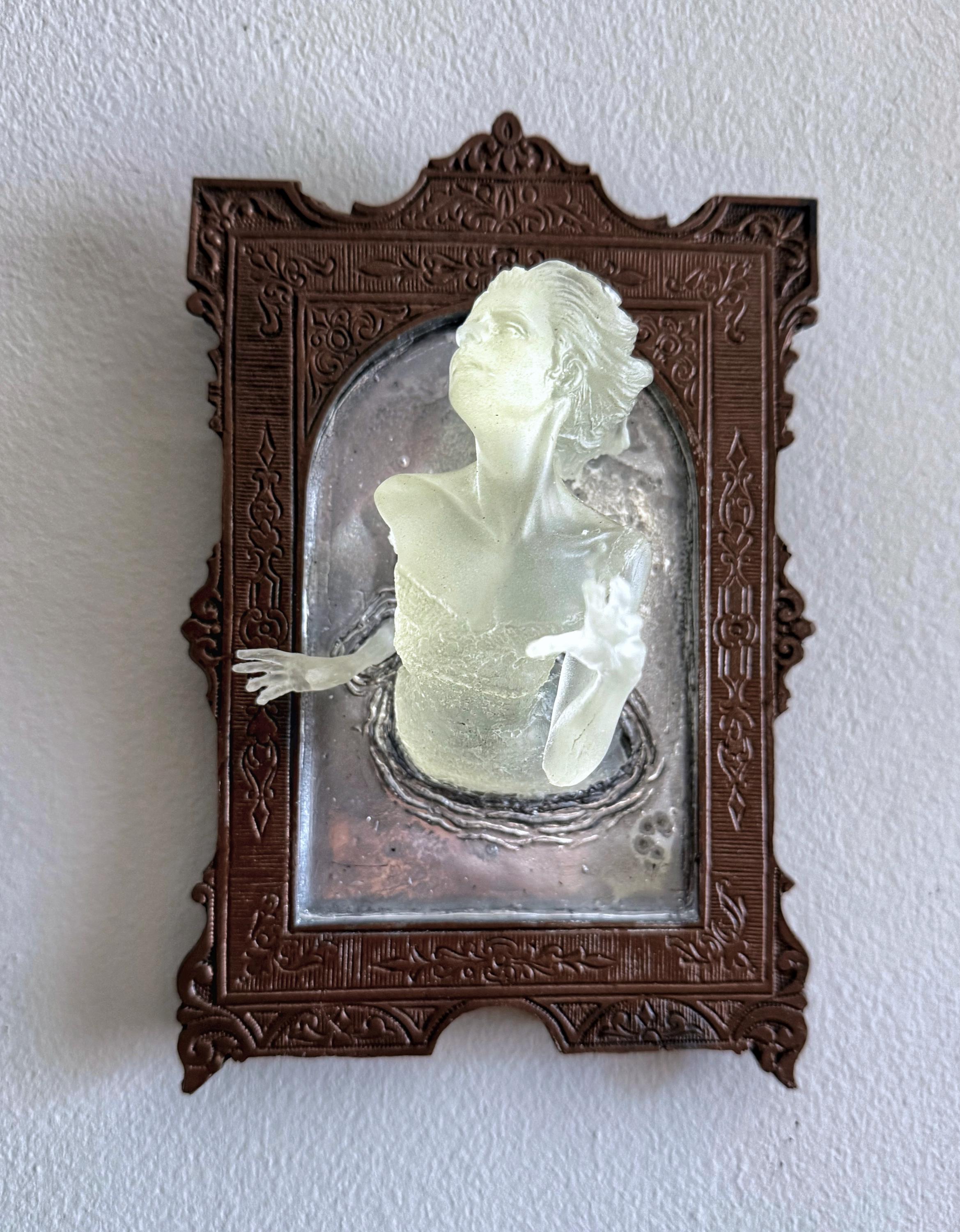 Ghost in the Mirror Wall Plaque, Glow in the Dark Resin | Victorian Gothic Haunted Wall Art |  Gift for Halloween and Spooky Home Decor