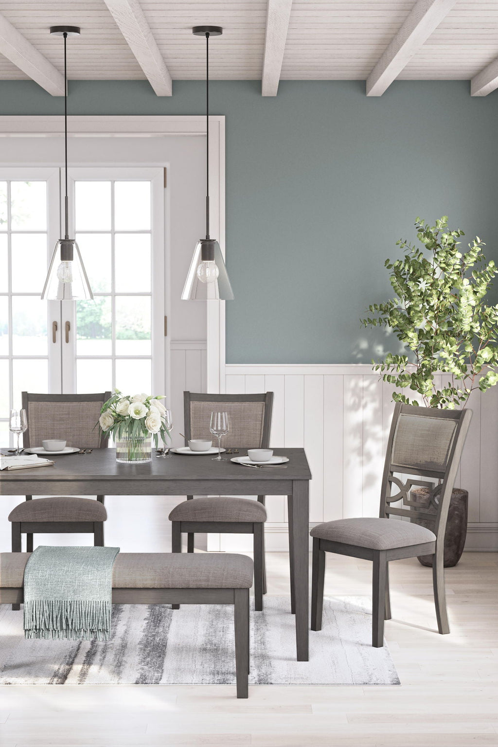 Wrenning - Dining Room Table Set (Set of 6) - Gray
