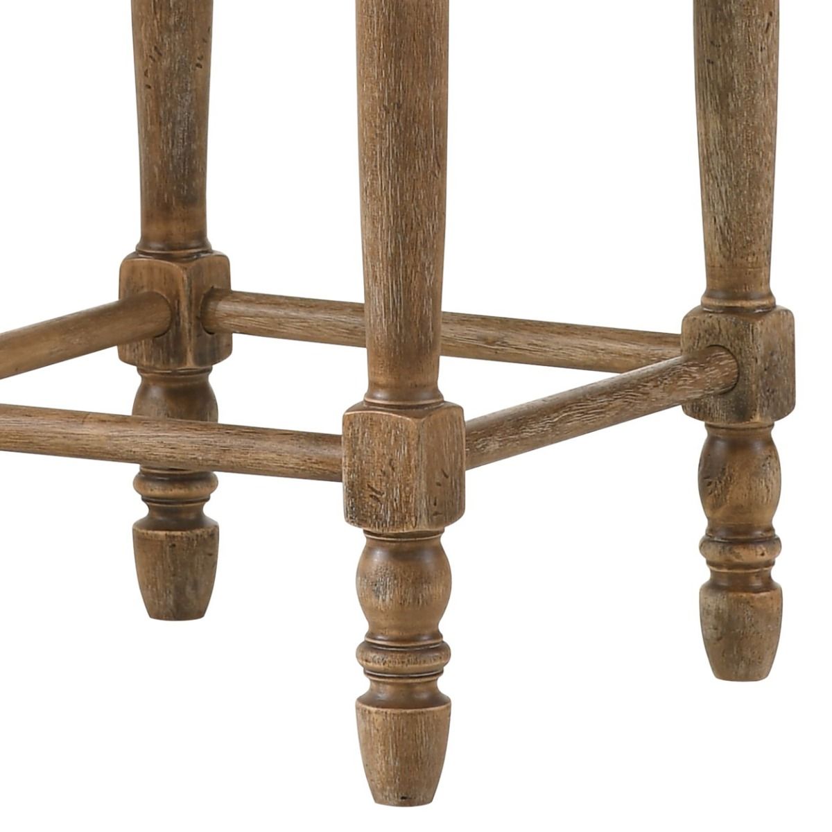 Farsiris - Counter Height Stool (Set of 2) - Beige Fabric & Weathered Oak