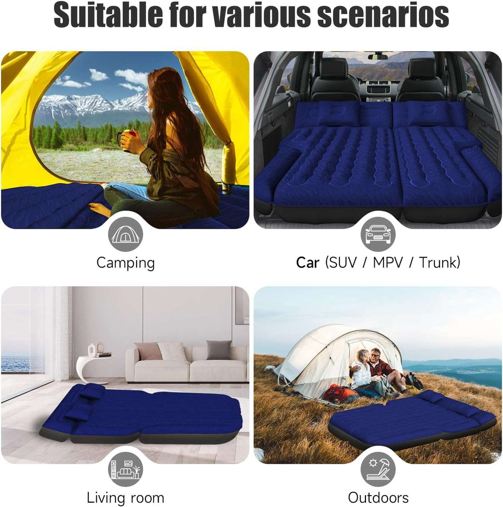DikaSun Universal SUV Air Mattress – Upgraded Flocking, Extra-Thick Oxford Surface, with Electric Pump & 3M Charging Cable (Navy)