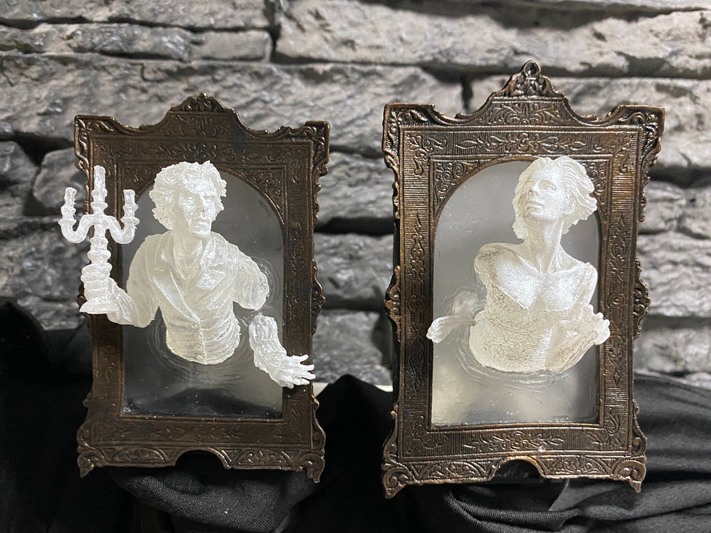 Gentleman Ghost in the Mirror Nightlight, Resin Sculpture | Victorian Gothic Night Light |  Ghost Lighting for Gothic Spooky Home Decor