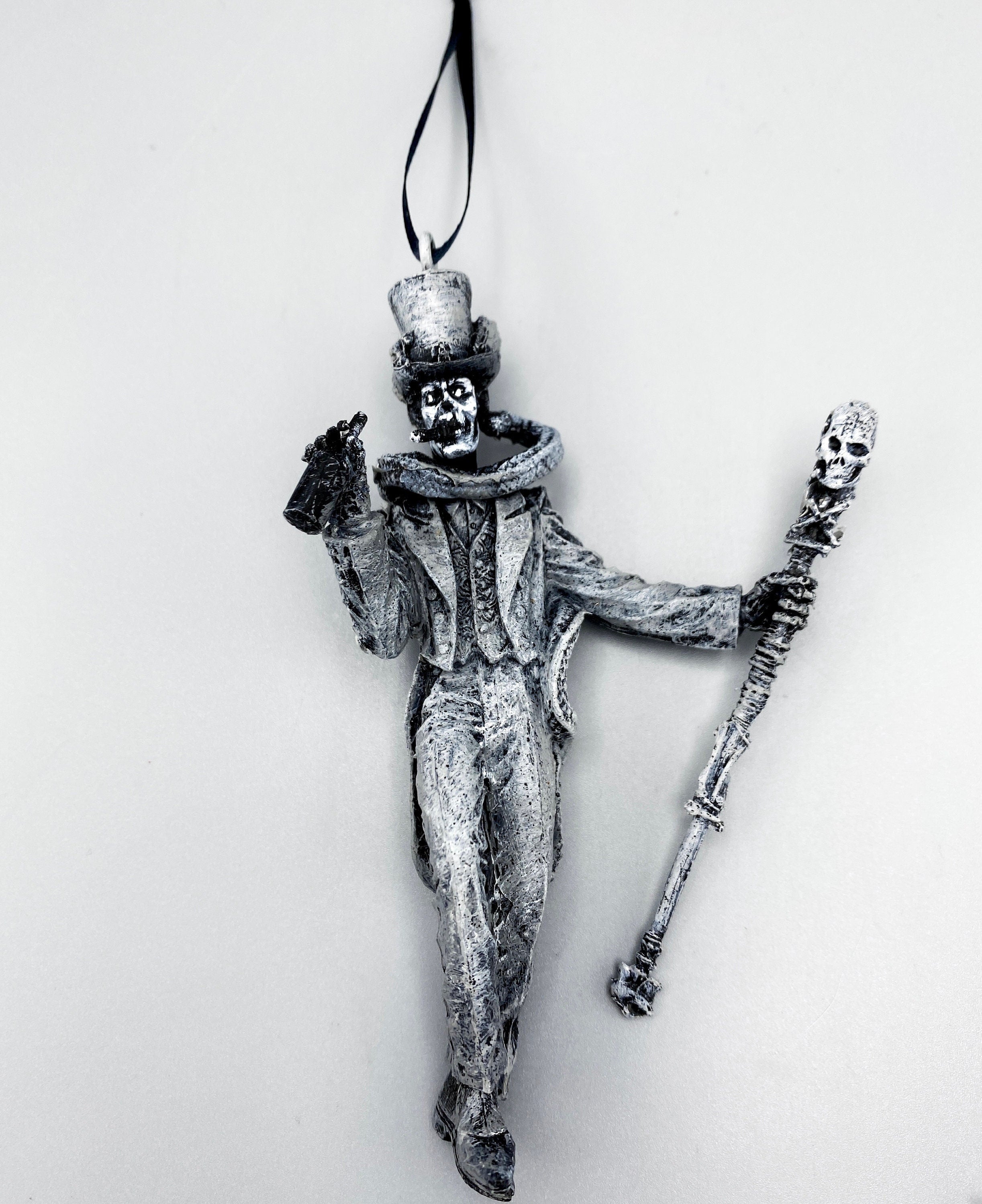 Baron Samedi, Voodoo Loa of Death Ornament, Hand Painted Resin | Legendary Voodoo Figurine | Gothic Ornament for Witchy Holiday Decor