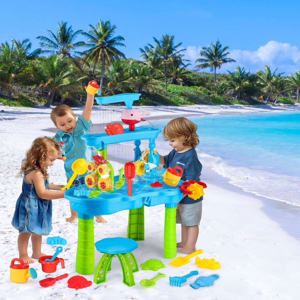 Kid Sand Water Table Toddler Water Activity Table Rain Showers Play Table Toy for 3-6 Years Old Sensory Exercise Friendship Building