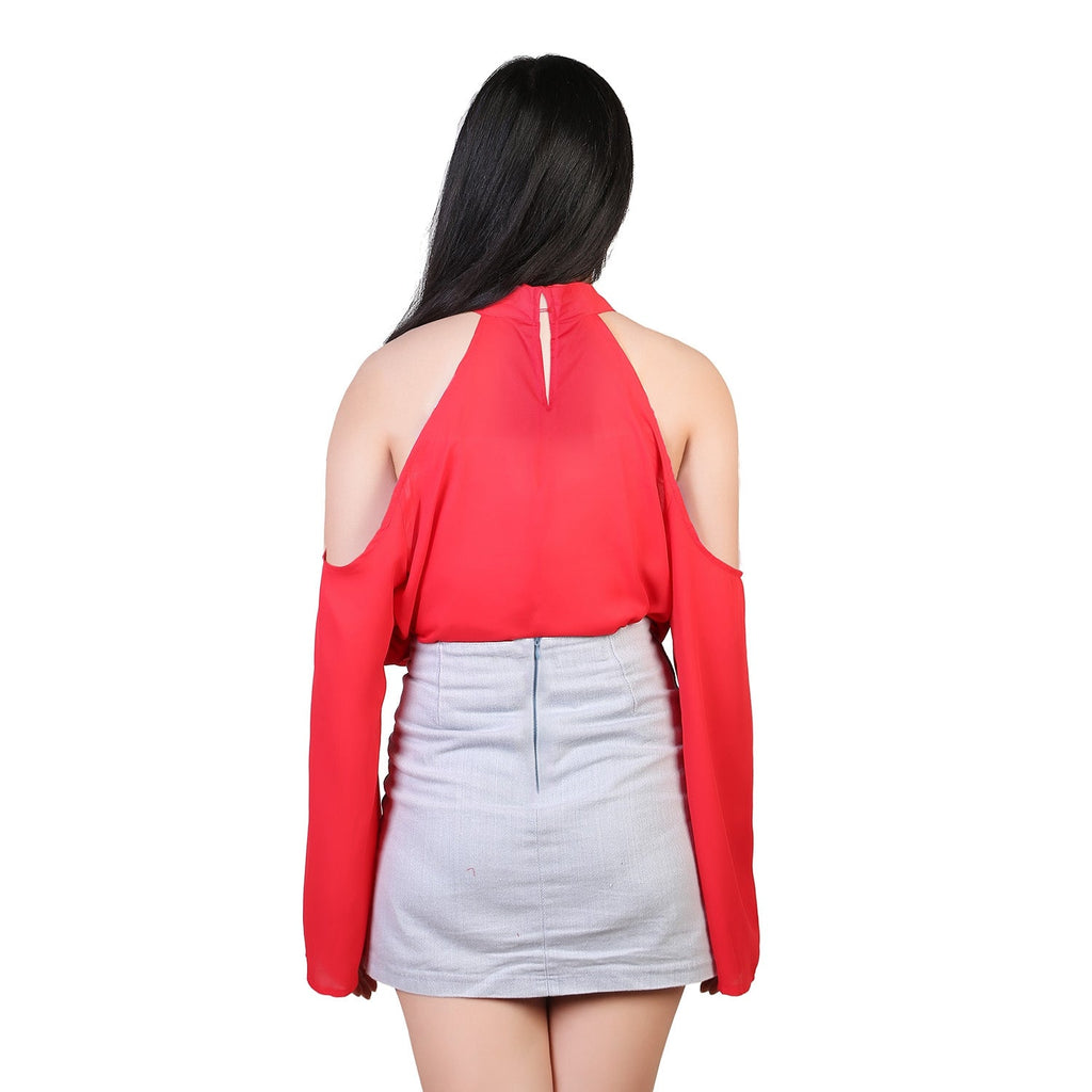 Women\'s Sexy Off The Shoulder Blouses Cold Shoulder Tops V-Neck Long Sleeve T-Shirt Solid Color Summer