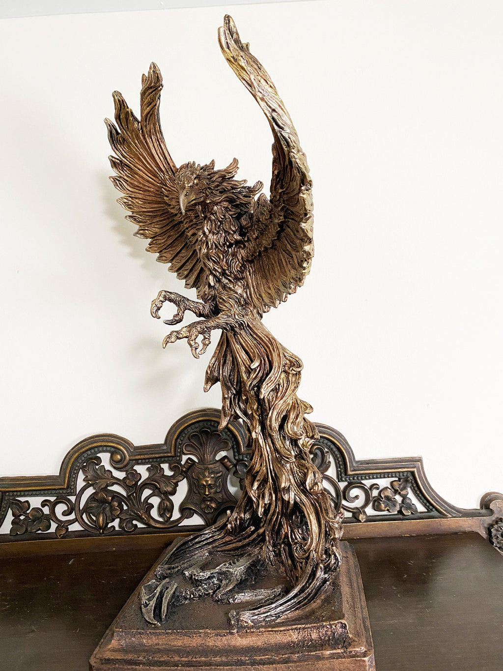 Phoenix Rising Statue, Large Version | Mythical Creature Figurine | Unique Legendary Flaming Phoenix Figurine. Fantasy Art Decor Gift
