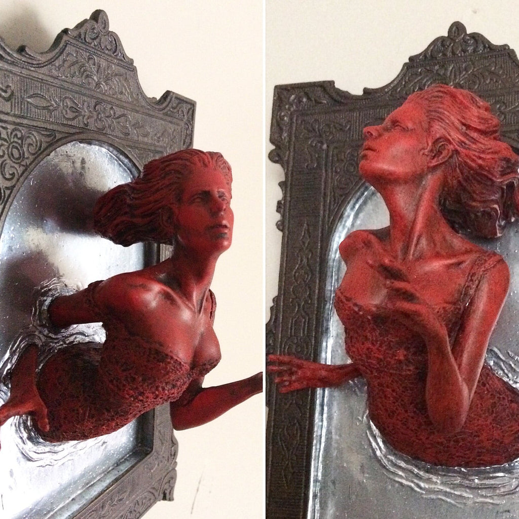 Ghost in the Mirror Wall Plaque, Bloody Mary Version, Resin | Victorian Gothic Haunted Wall Art |  Gift for Halloween and Spooky Home Decor