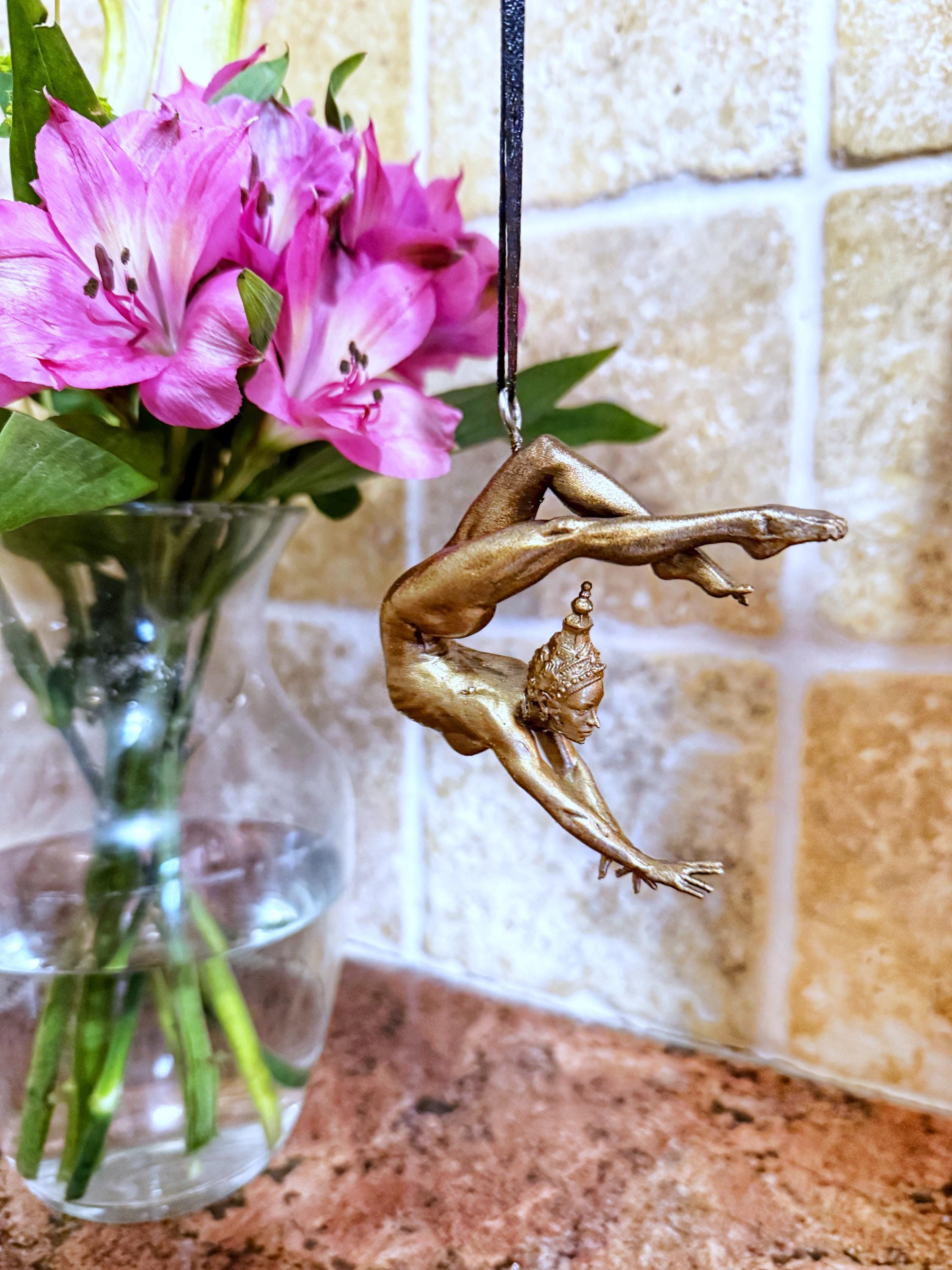 Grace in Balance, Contortionist Dancer Ornament, Hand Painted Resin | Exotic Yoga Acrobat Figurine | Thai Dancer Statue for Yoga Lovers