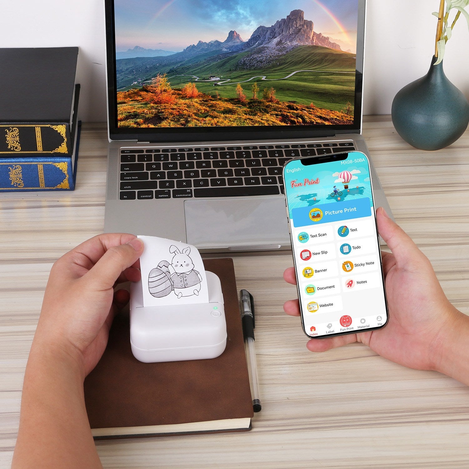 Pocket Wireless Thermal Printer Portable Mini Sticker Maker Machine Rechargeable Inkless Photo PrinterÊfor Printing Label Journal Study Notes Memo Pho