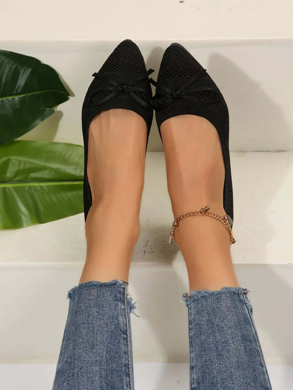 Knitted Pointed Toe Flats for Women – Fashion Slip-On Shoes