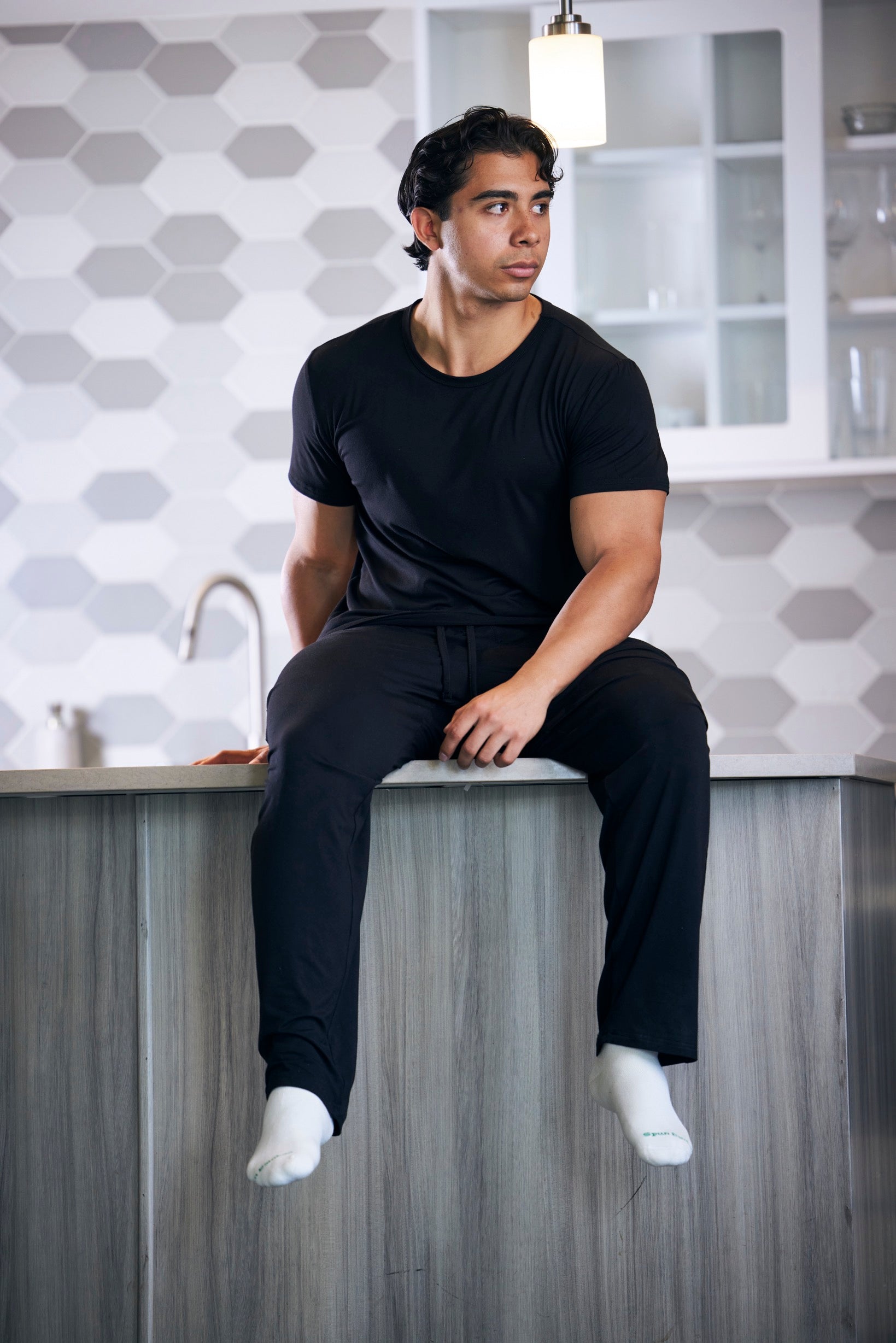 Men's Soft Bamboo Lounge Pajama Set - Short Sleeve Top & Pants
