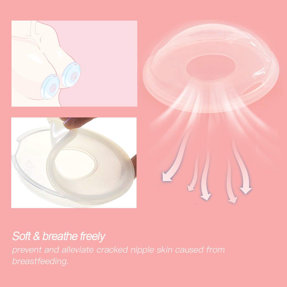Breast Shells, Milk Saver, Nursing Cups, BPA-Free and Reusable, (Pack of 2)
