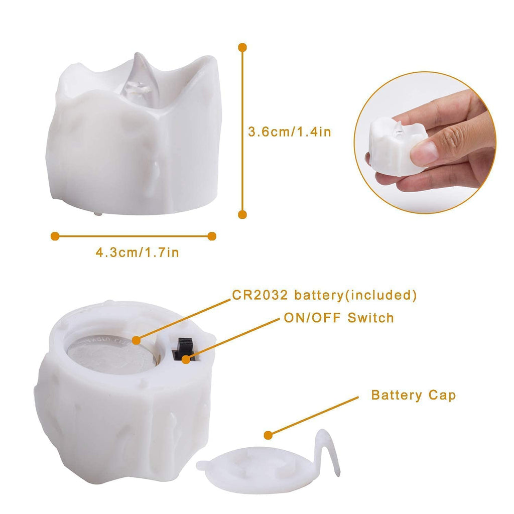 Tea Lights, Flickering, Auto On 6 / Off 18 hrs, extra Batteries Included, 24pack