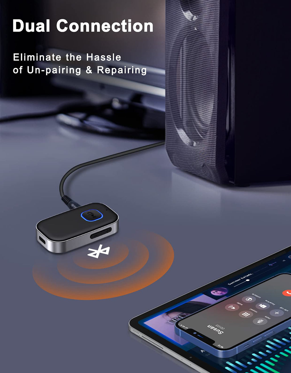 Bluetooth Receiver for Car, Noise Cancelling 3.5mm AUX Bluetooth Car Adapter