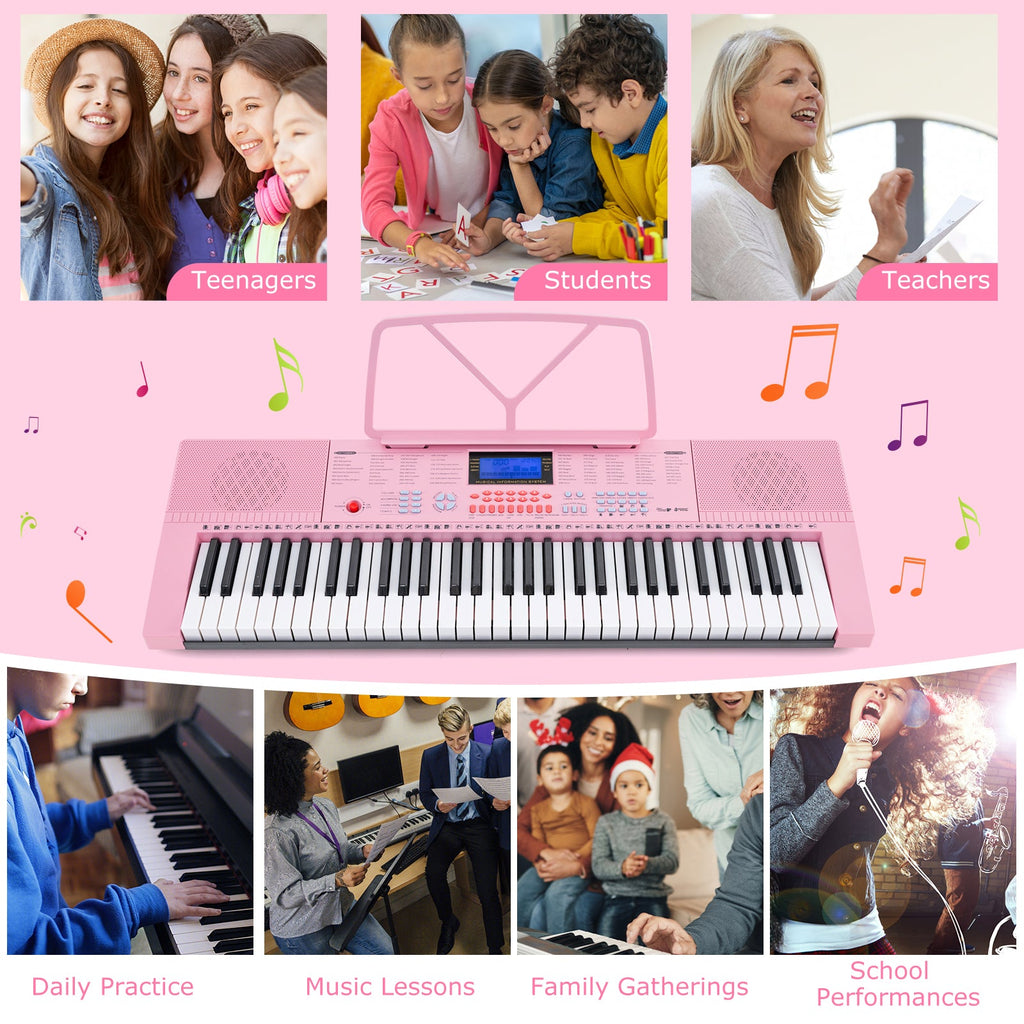 61-Key Electric Piano Keyboard for Beginner-Pink