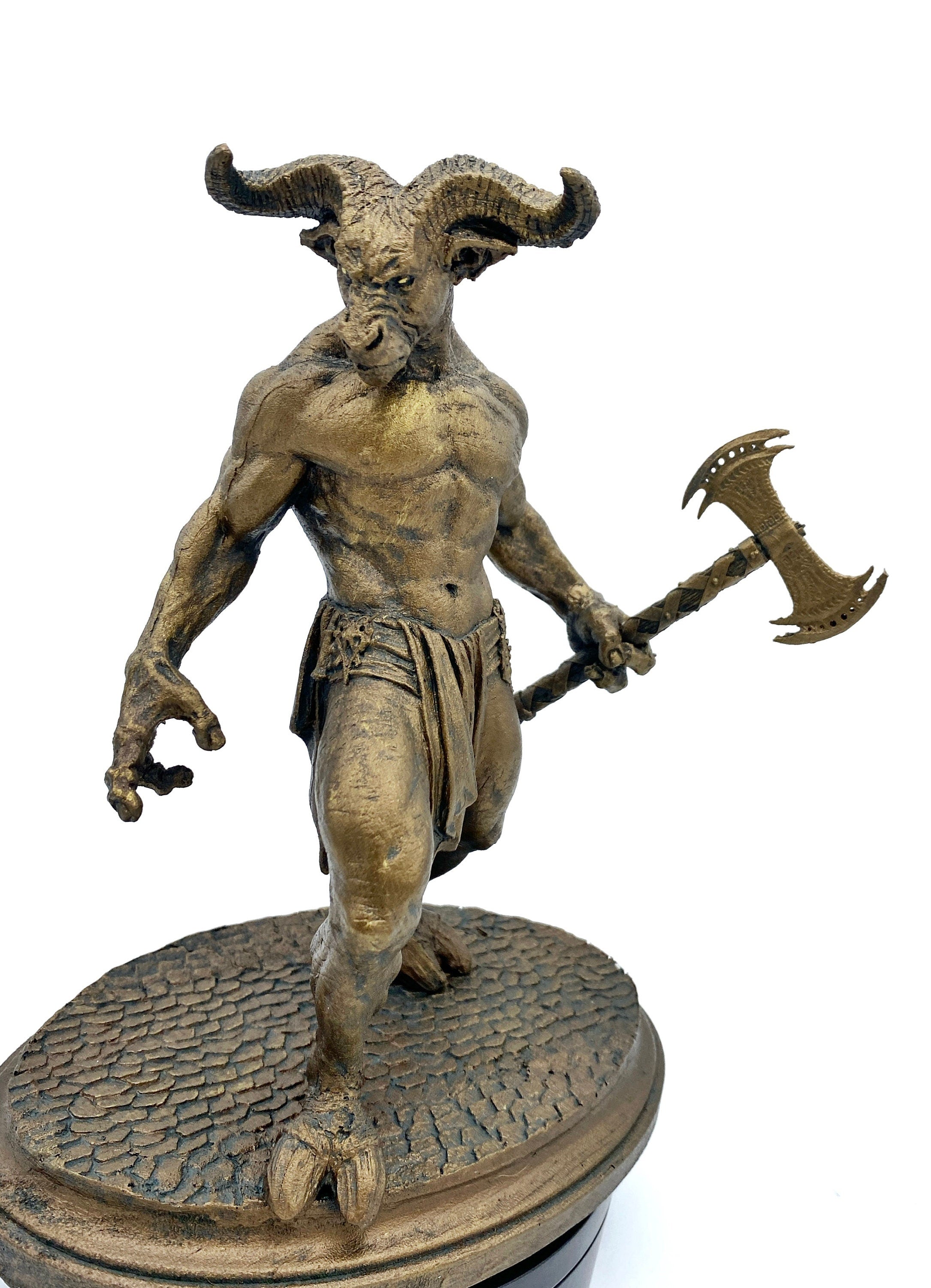 Minotaur Statue, Hand Painted Resin Sculpture | Mythical Creature Figurine | Unique Legendary Minotaur Monster Figurine. Fantasy Art Decor