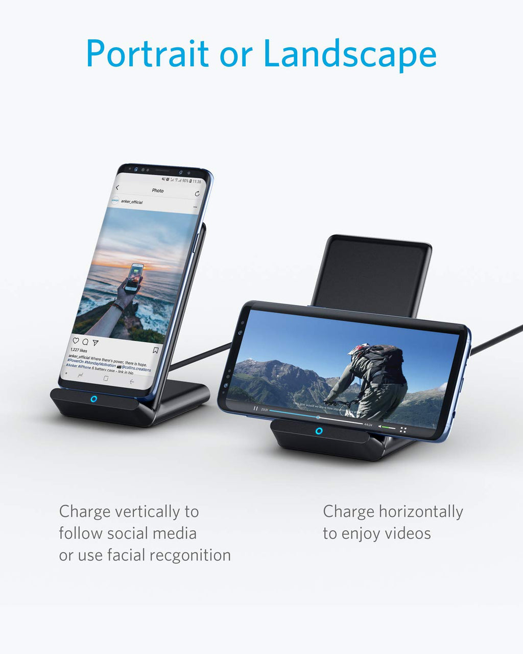 Anker 2-Pack 313 Wireless Charger PowerWave Stands, Qi-Certified, No AC Adapter