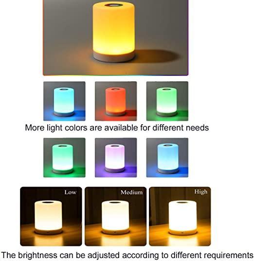 Touch Dimmable Table Lamp, Bedside Table Lamp, LED Night Light with Color Changing Portable for Living Room Bedroom