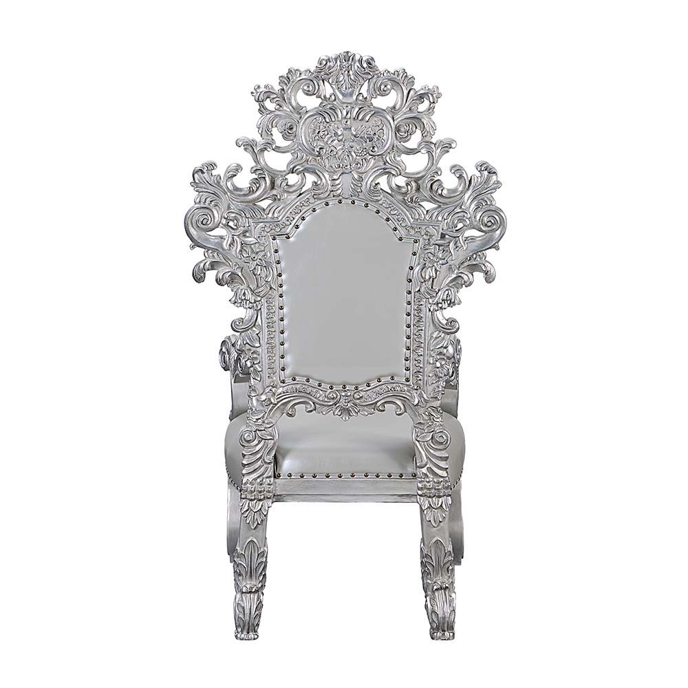 Valkyrie - Arm Chair (Set of 2) - Synthetic Leather & Antique Platinum
