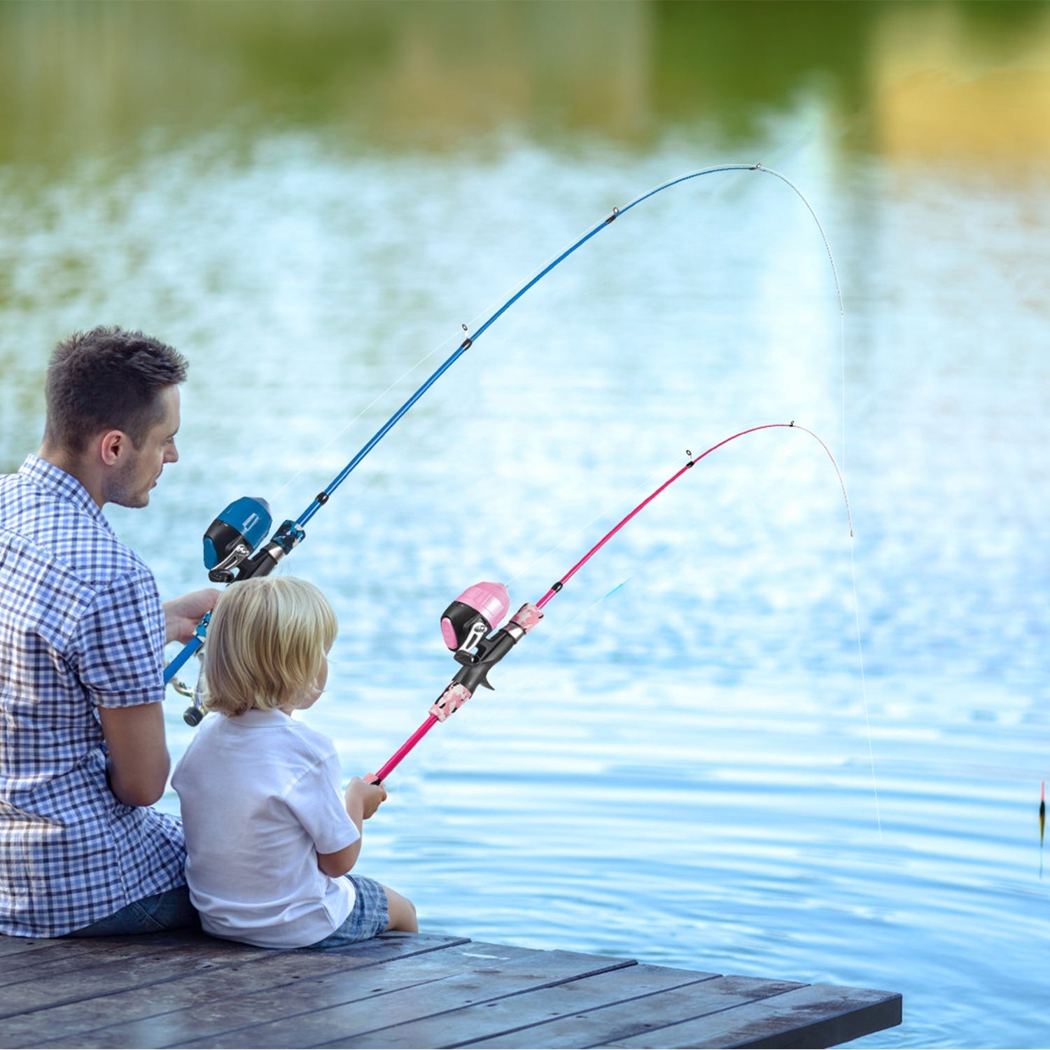 Kids Fishing Pole Set Fishing Starter Kit Telescopic Fishing Rod and Reel Combo Kit with Tackle Box 56Pcs Fishing Lures for Boys Girls