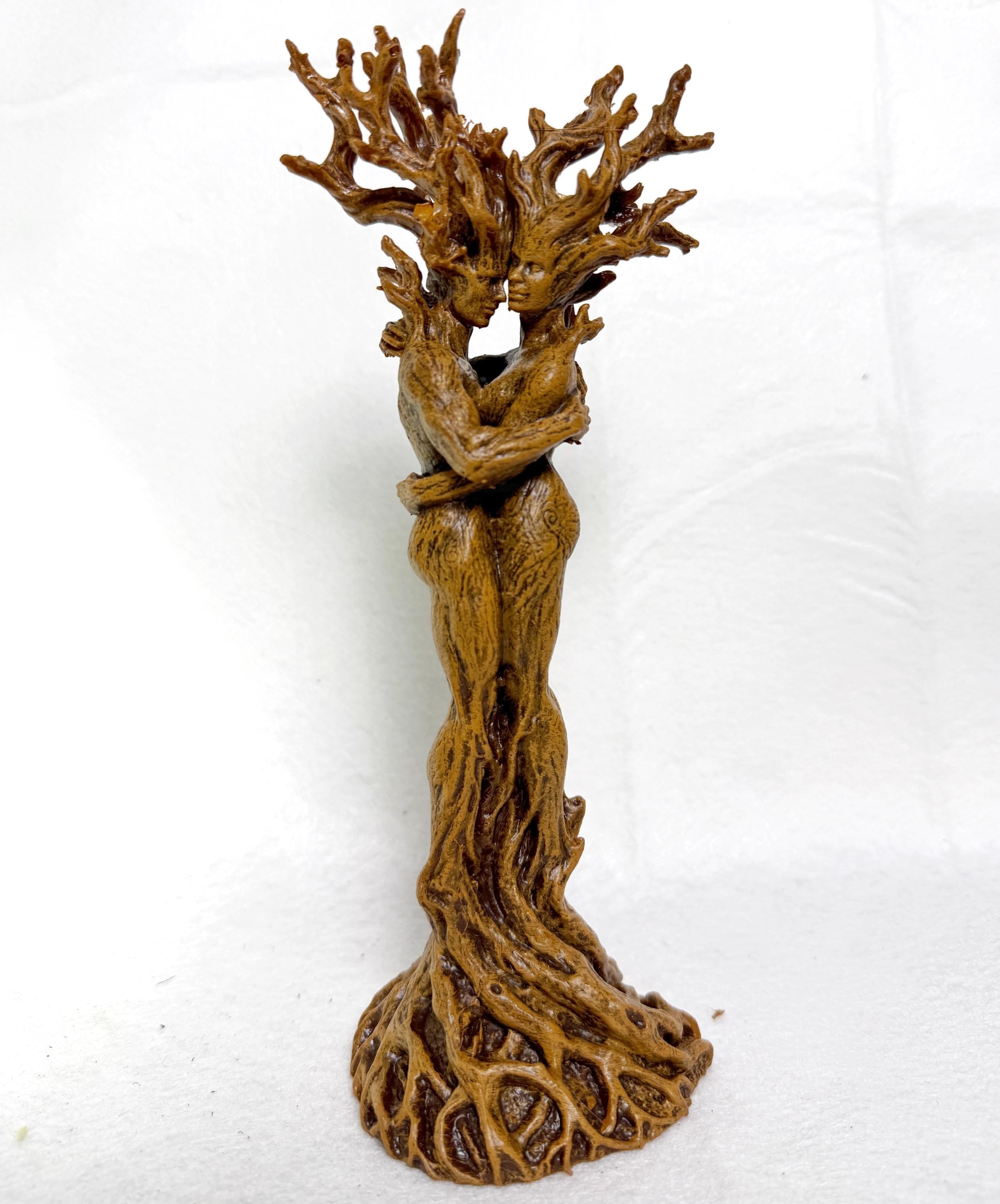 Amor Silvanus: Embracing Dryads Statue, Half Scale | Mythical Forest Creature Figurine | Woodland Tree Spirit Couple, Fantasy Art Home Decor