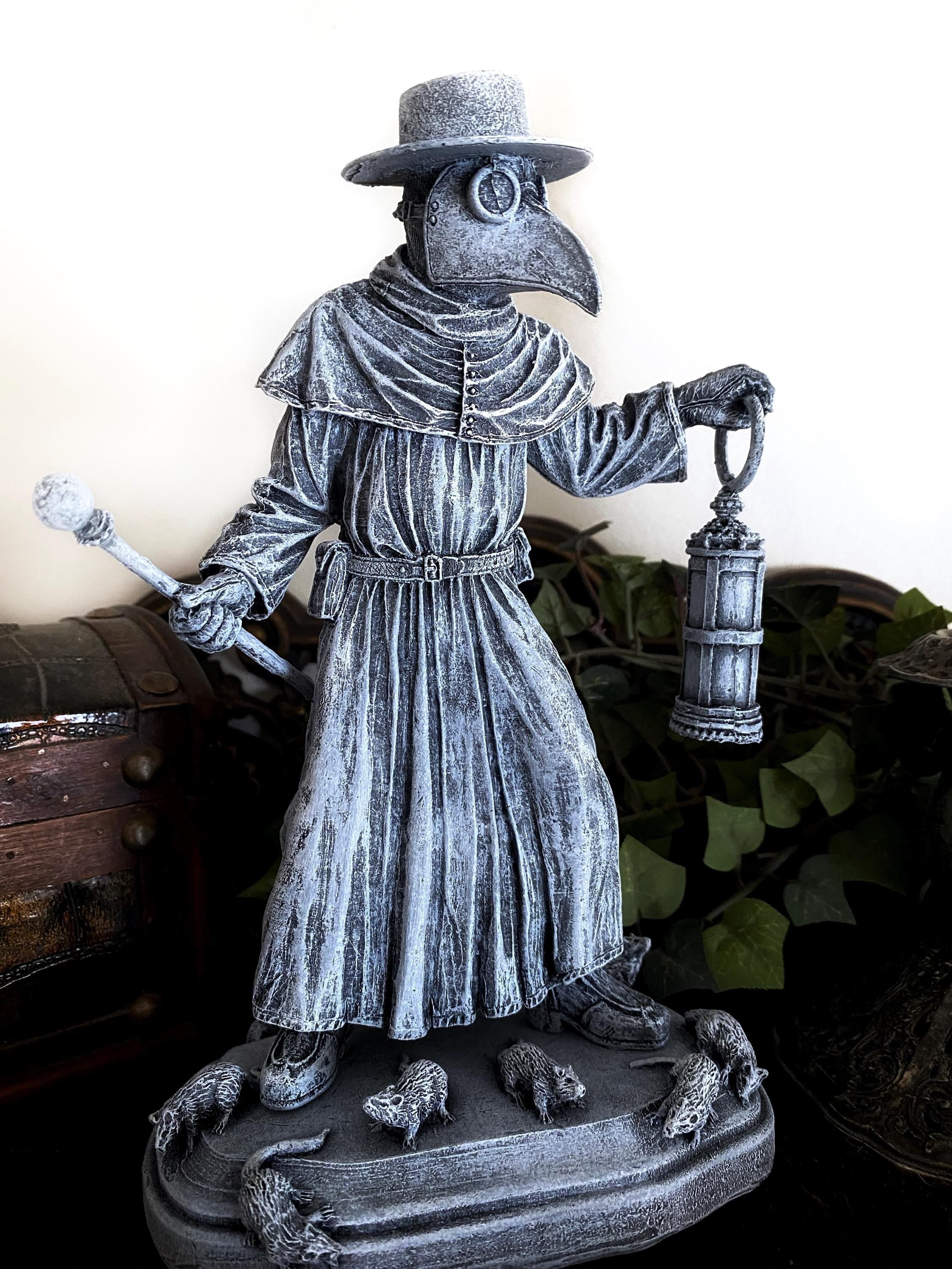 Plague Doctor Statue, Hand Painted Resin Sculpture | Gothic Medieval Figurine | Dark Folklore Art for Spooky Home Decor