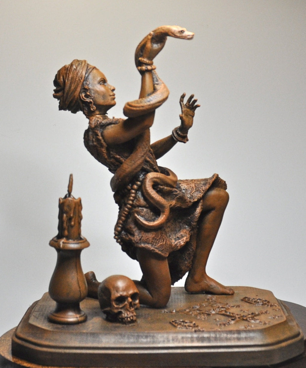 Marie Laveau, Voodoo Queen of New Orleans Statue, Hand Painted Resin | Legendary Witch Figurine | Pagan Altar Statue for Occult Decor