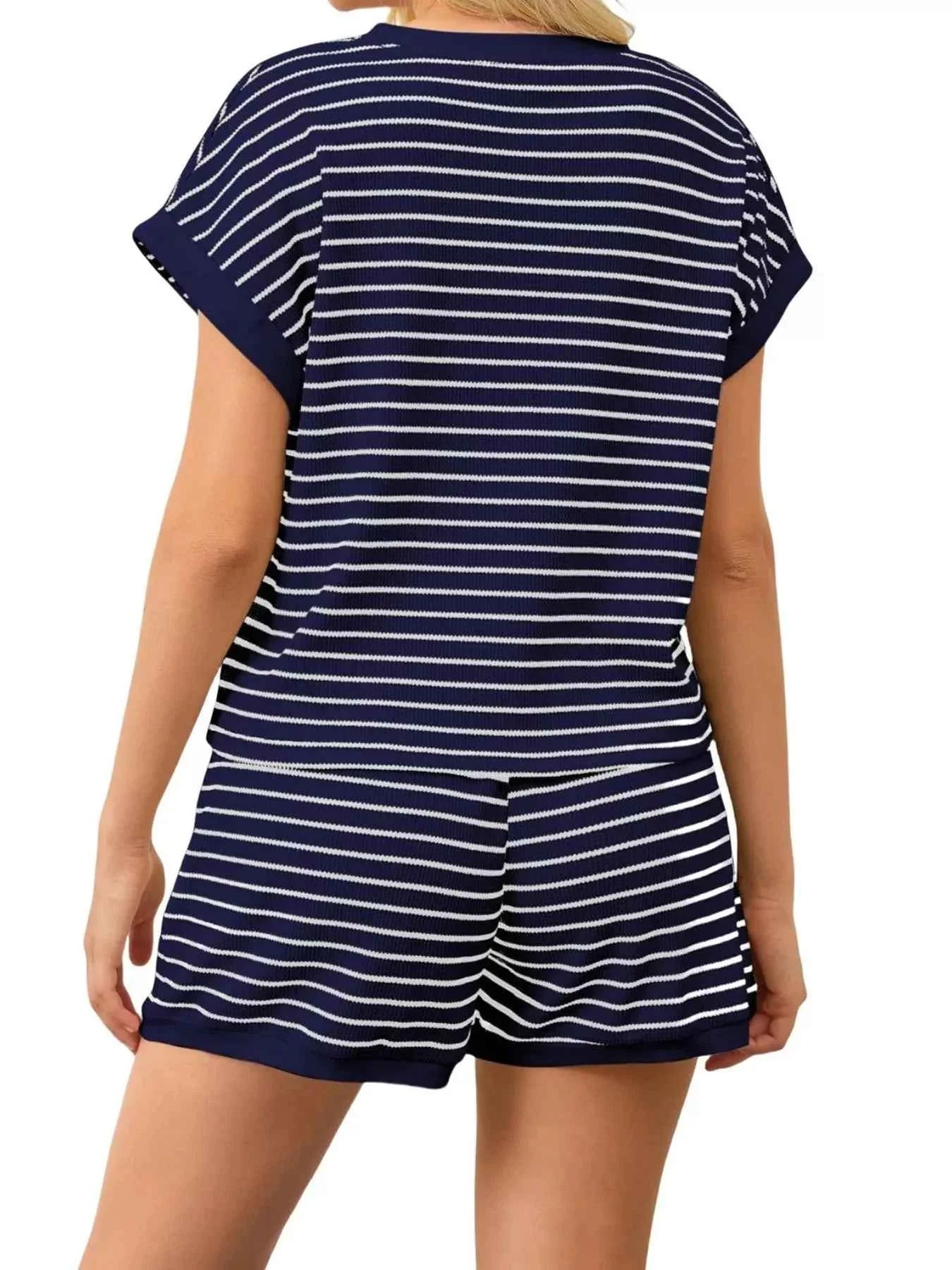 Striped Chic: Plus Size Top & Shorts Set